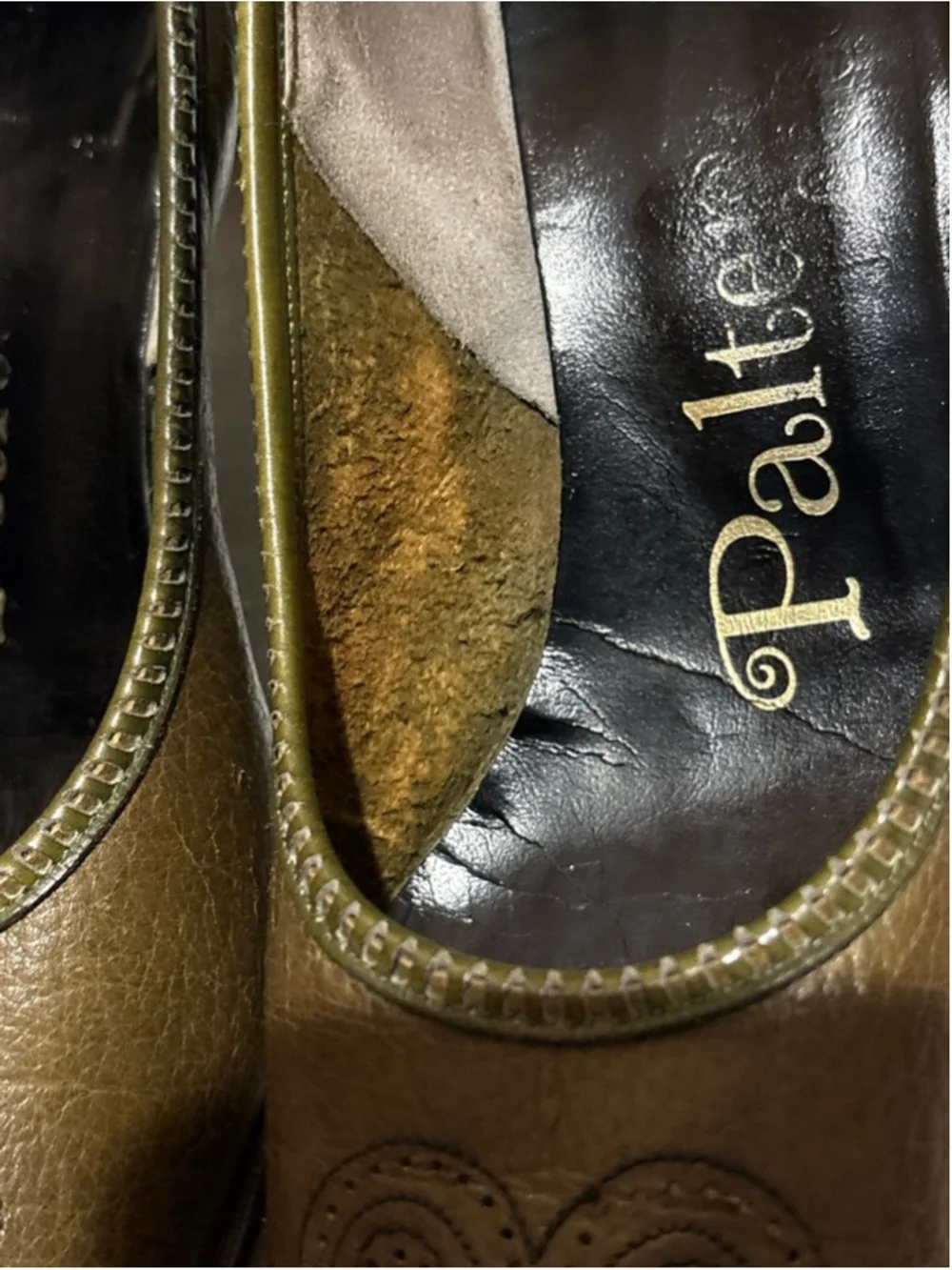Women's Palter Olive Green Leather Heels